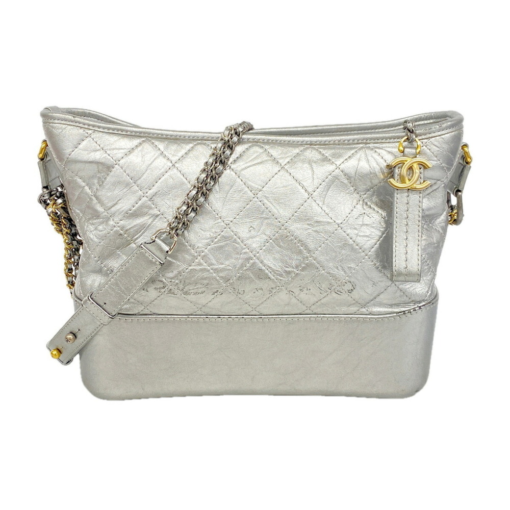 Chanel Shoulder Bag, Chain Shoulder, Gabrielle de Chanel, Calfskin, Silver/Go...